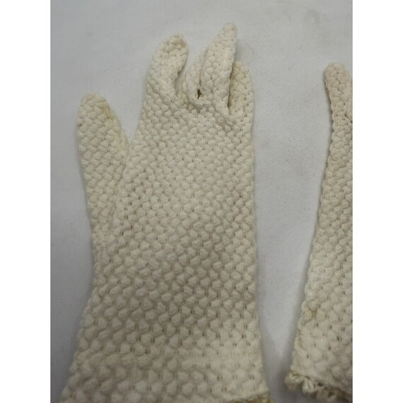 vintage childs lace crochet ivory gloves cottage,… - image 3