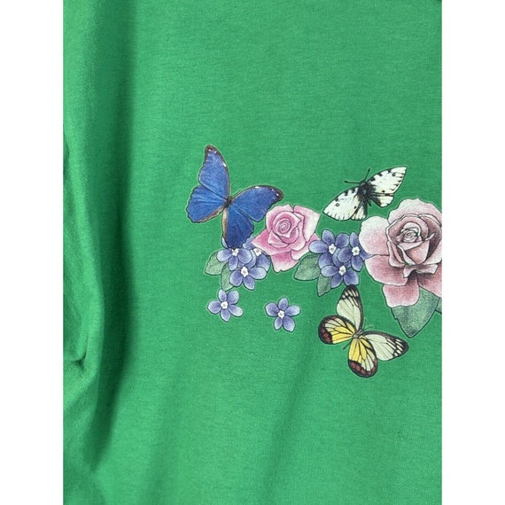 vintage t shirt 90s russell Butterfly Floral Medi… - image 3