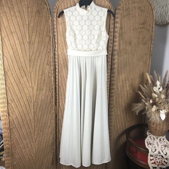 white christmas dresses Pleated Crochet Floral Maxi Dress – self-portrait-EU main image 1