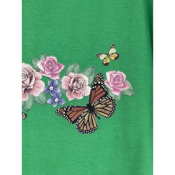 vintage t shirt 90s russell Butterfly Floral Medi… - image 2