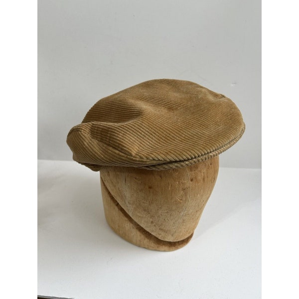 Vintage corduroy newsboy hat brown small