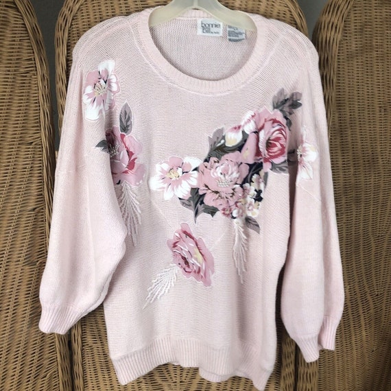Vtg sweater womens Bonnie and Bill By Holly floral