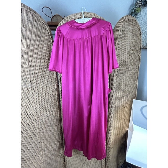 Nancy King vintage nightgown and robe pink magent… - image 5