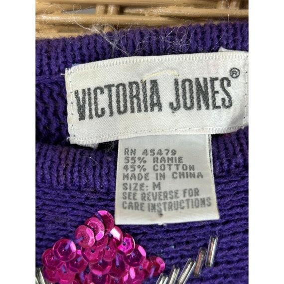 vintage sweater Victoria Jones purple sequins 199… - image 10