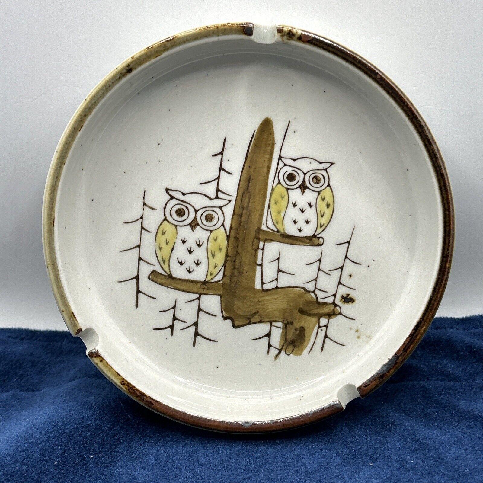 Ash Tray Mcm Owls Cigarette Cigar Vintage Stoneware