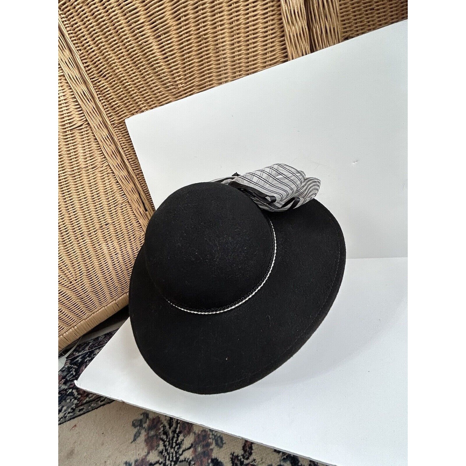 Vintage Black Wool Wide Brim With Large Bow USA Size 7 - Etsy display picture 3