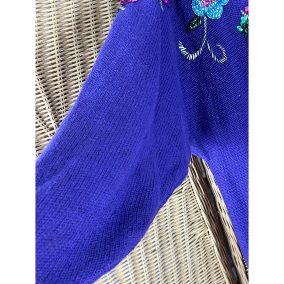 vintage sweater Victoria Jones purple sequins 199… - image 2