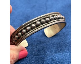 Vintage Mexico Taxco Sterling Silver 925 Brass Buckle Bracelet 7.5