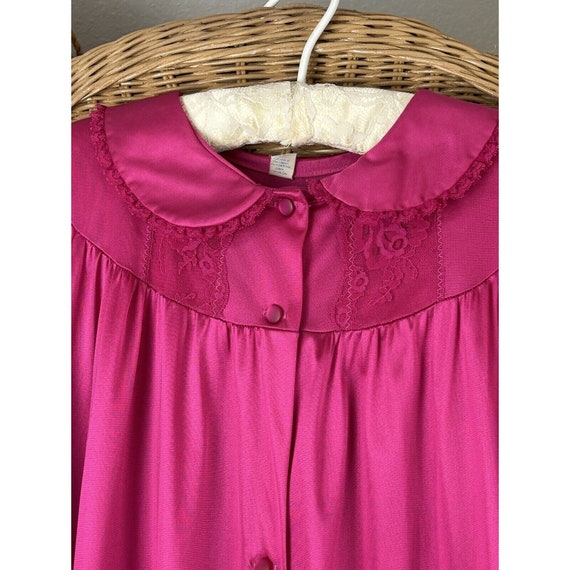 Nancy King vintage nightgown and robe pink magent… - image 2