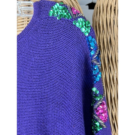 vintage sweater Victoria Jones purple sequins 199… - image 9