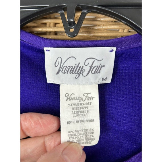 VTG VANITY FAIR Half Zip Fleece Sz Med Purple Emb… - image 9