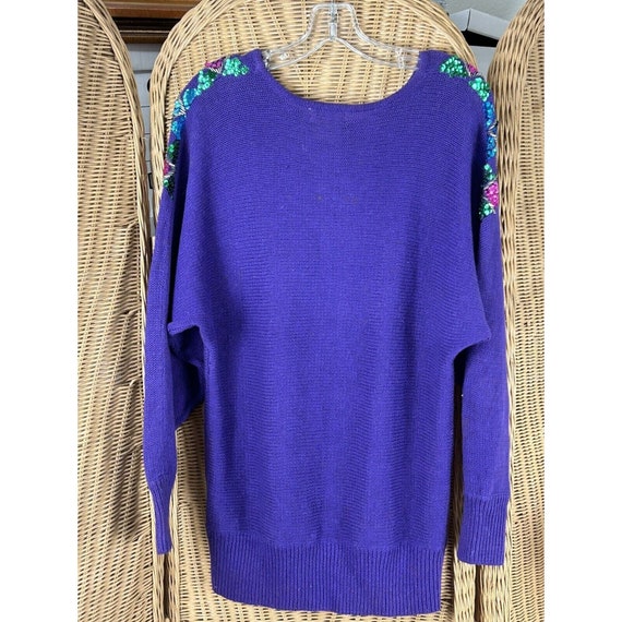 vintage sweater Victoria Jones purple sequins 199… - image 8