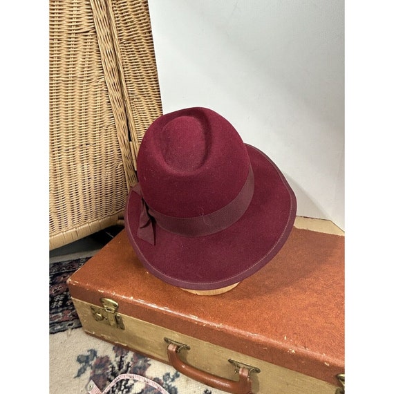 Vintage hat Betmar New York wool burgundy size 7 … - image 4