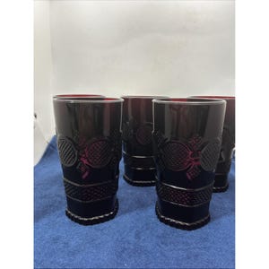 Avon 1876 Cape Cod Ruby Red Water/Tea Glasses  5 1/2” Tumblers Romantic Goth