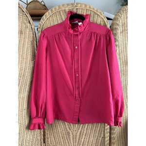 vintage ruffle collar blouse 16 pink