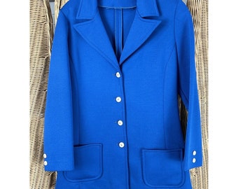 Cobalt Velvet Overcoat, Mod Vintage Overcoat, Bright Blue Open
