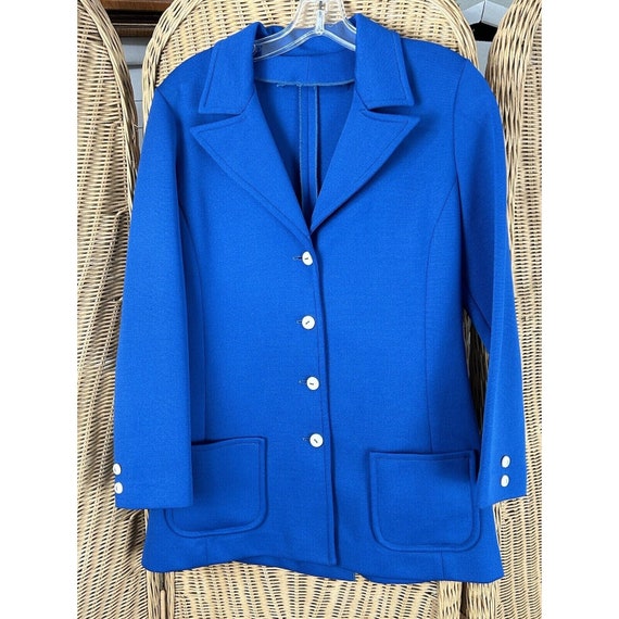 Vintage Women Blazer 1970 Royal Blue Size 12 - image 1