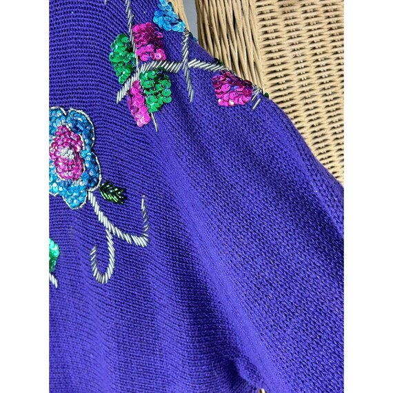 vintage sweater Victoria Jones purple sequins 199… - image 7