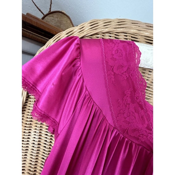 Nancy King vintage nightgown and robe pink magent… - image 10