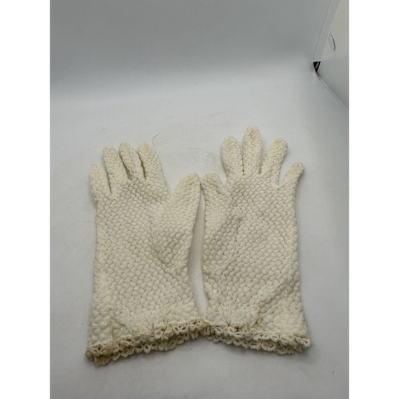 vintage childs lace crochet ivory gloves cottage,… - image 1