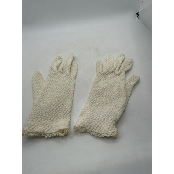 vintage childs lace crochet ivory gloves cottage,… - image 2