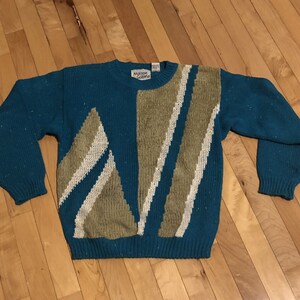 vintage Maison Gabriel sweater small geometric blue brown