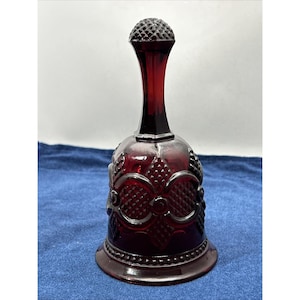 Avon 1876 Cape Cod Collection RUBY RED GLASS Hostess Bell 6 3/4” Christmas Goth