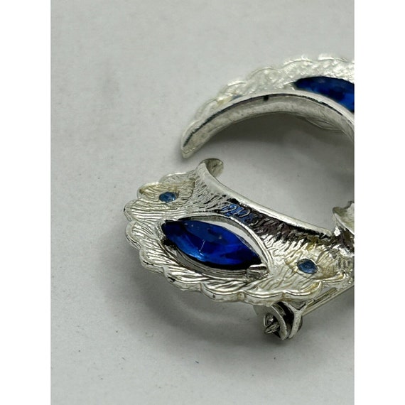 Brooch Silver Toned Blue Jewel - image 6