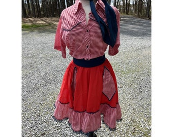 square dance outfit Red M Cottage Prairie Coquette Western Rockabilly Gingham