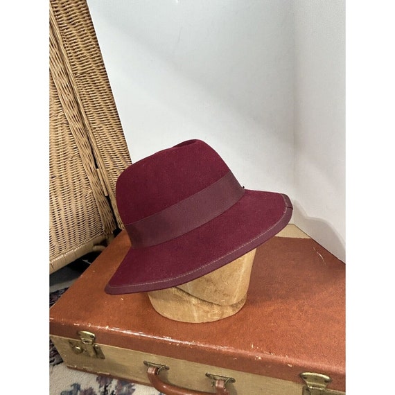 Vintage hat Betmar New York wool burgundy size 7 … - image 6