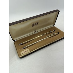 Vintage Cross 10K Gold Filled Pen Mechanical Pencil Set W/ Case M USA image 1