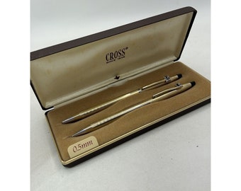 Vintage Cross 10K Gold Filled Pen Mechanical Pencil Set W/ Case "M" USA