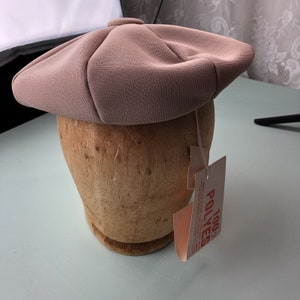 vintage beret tan hat polyester price tag attached
