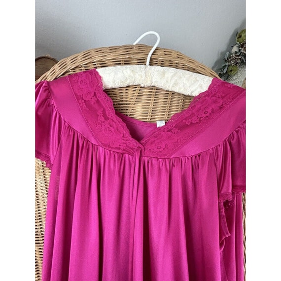 Nancy King vintage nightgown and robe pink magent… - image 9