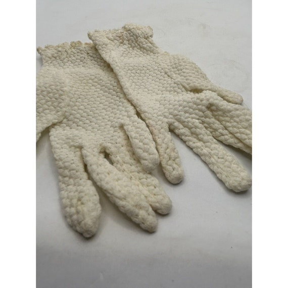 vintage childs lace crochet ivory gloves cottage,… - image 5