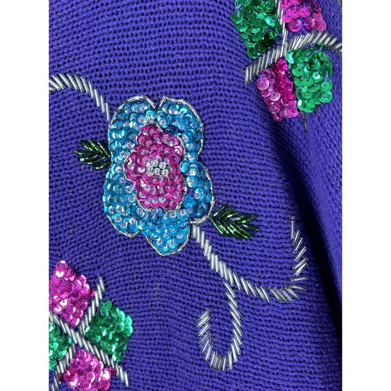 vintage sweater Victoria Jones purple sequins 199… - image 6