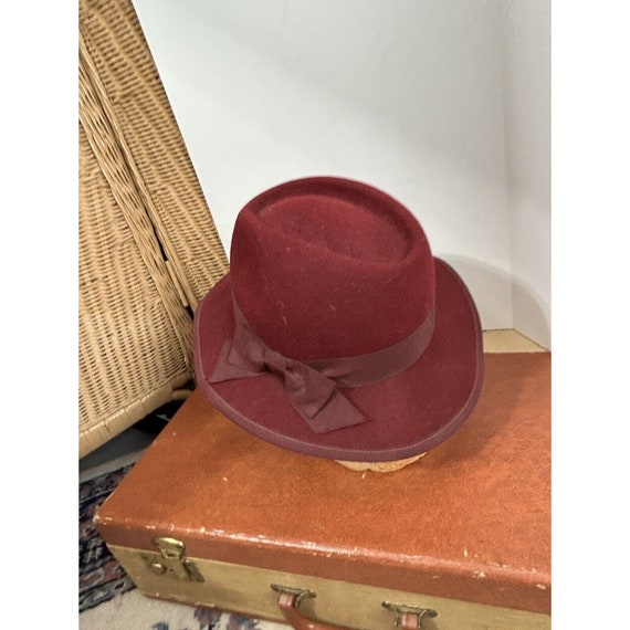 Vintage hat Betmar New York wool burgundy size 7 … - image 3