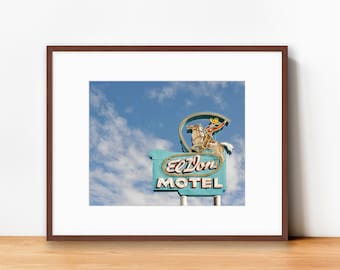 Vintage Motel Sign Print Route 66 | El Don Motel, Albuquerque NM | Wall Art, Office Art, Americana Photography, Neon Cowboy, Western Decor