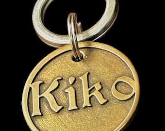 Custom Deep Engraved Brass Dog Tag Handmade Personalized Pet ID Tag, Stainless Steel Ring Lifetime Warranty Made in USA by CharmingcraftUS