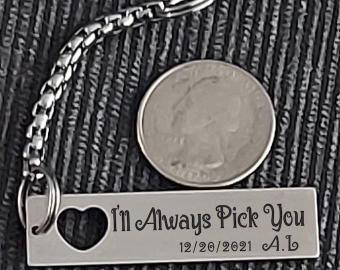Personalized Anniversary Stainless Steel Keychain, Custom Engraved Gift