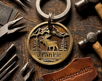 Placa de identificación para mascotas de latón grabada a medida, placa personalizada hecha a mano para perros y gatos, garantía de por vida.
