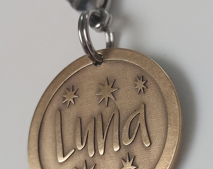 Engraved Brass Pet ID Tag: Custom Dog Tag, Lifetime Warranty