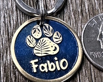 Custom Deep Engraved Brass Dog Tag Handmade Personalized Pet ID Tag, Stainless Steel Ring Lifetime Warranty Made in USA by CharmingcraftUS