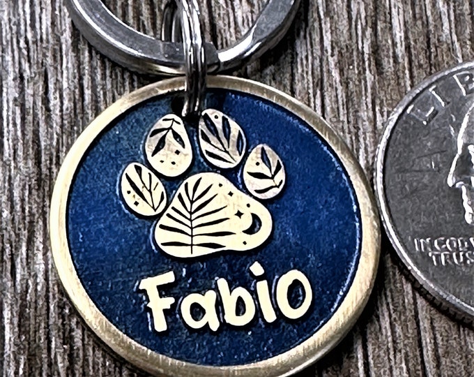 Handmade Deep Engraved Pet ID Tag: Brass and Stainless Steel