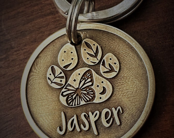 Handmade Brass Dog Tag: Custom Engraved Pet ID, Lifetime Warranty