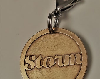 Custom Engraved Brass Pet ID Tag, Personalized Dog Cat Tag