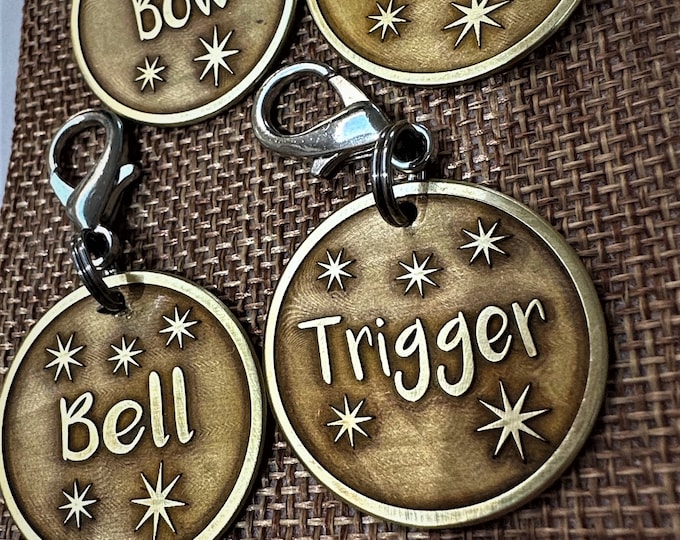 Handmade Brass Dog Tag: Custom Deep Engraved Pet ID Tag