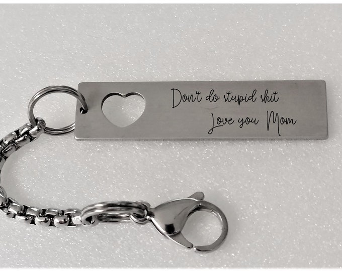 Custom Engraved Stainless Steel Keychain: Handwriting Gift, Made in USA