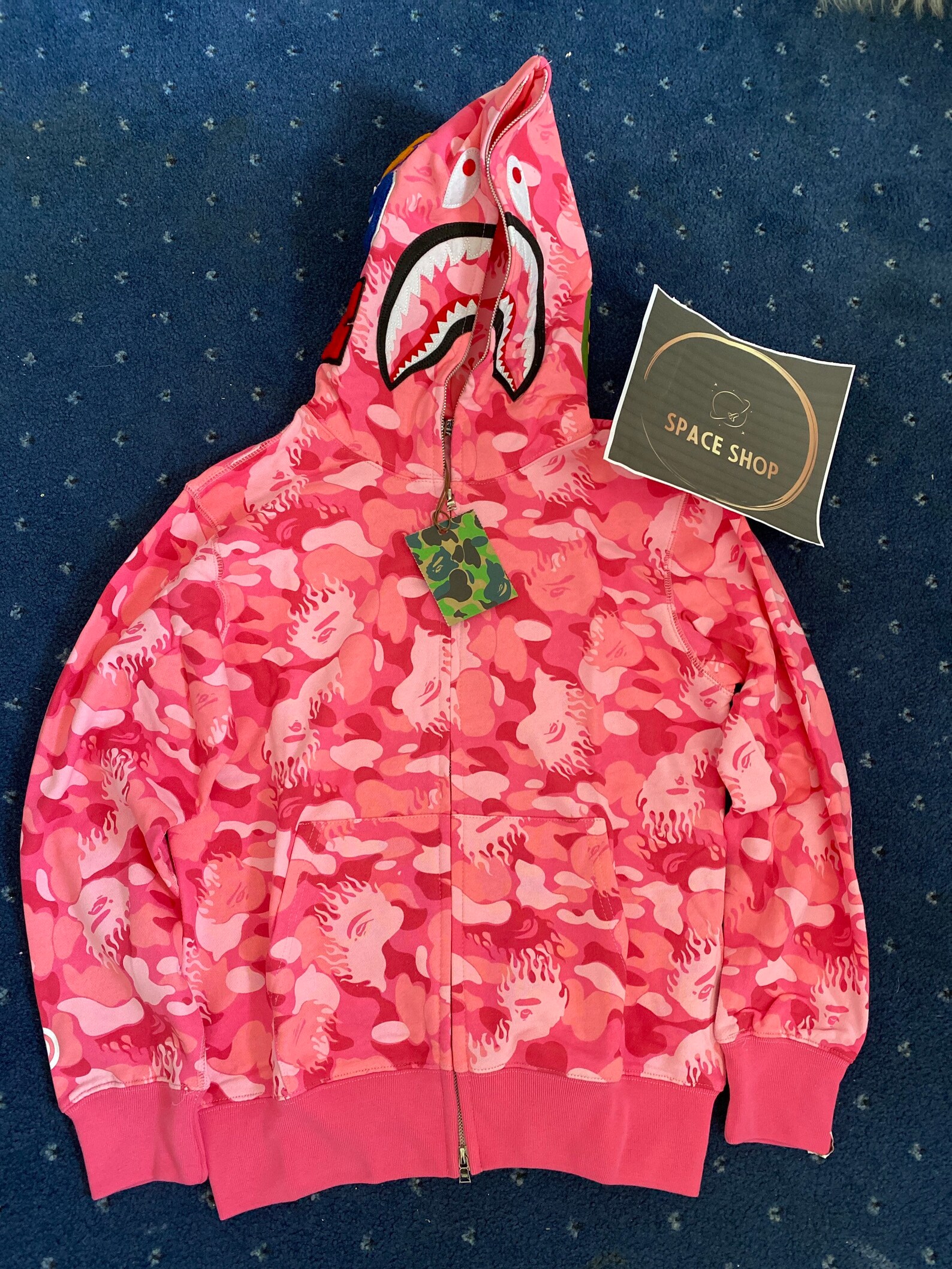 BAPE Shark Jaw Camo Hoodie in Pink bathing Ape | Etsy