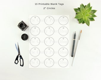 Printable Circle Labels - Single Sheet DIY Gift Tags, Blank 2" Circles, jpg, png, pdf, Instant Digital Download